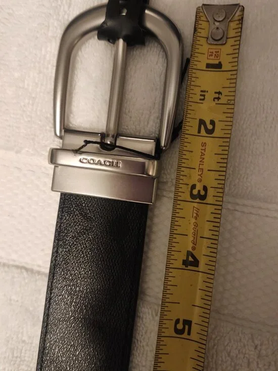 Coach Unisex Black Logo Dress Belt Adjustable Buckle Size 42 Designer New! - Picture 10 of 12